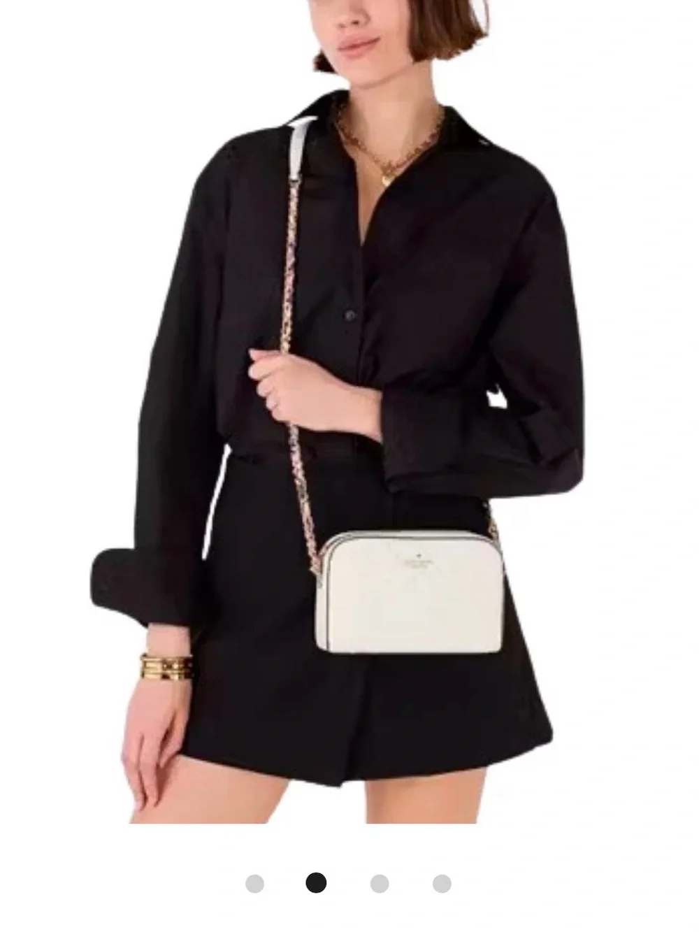 Kate Spade White Quilted tweed Crossbody with Pink and navy chain strap